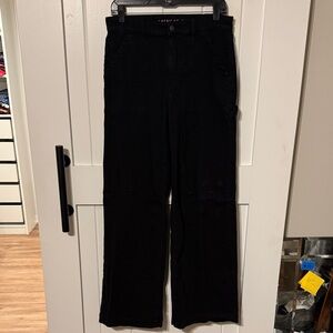 American Eagle Black Super High Rise Baggy Wide Leg sz 8 Long